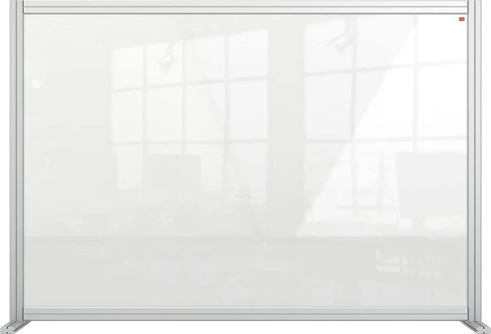 Nobo Premium Plus Schreibtisch-Trennwand aus Acryl, transparent/silber, 140x100cm