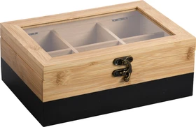 Kesper Bambus Teebox mit 6 Fächern schwarz