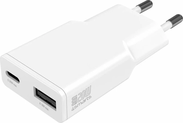4smarts Netzladegerät PDPlug Duos Slim 20W GaN 1C+1A weiß