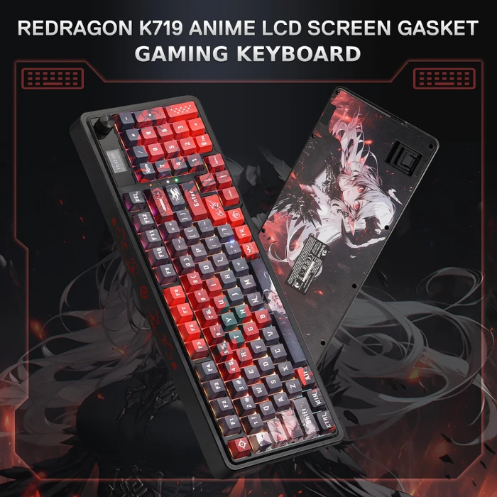 Redragon Artemis K719 Pro Wireless, Anime Edition, LEDs RGB, Hi-Fi Custom, USB/Bluetooth, US