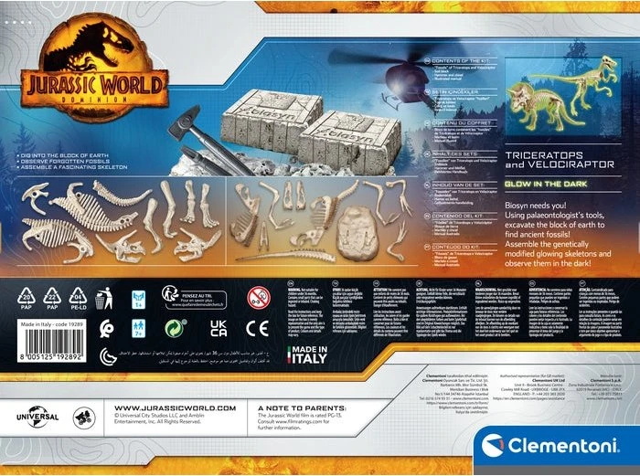 Clementoni Jurassic World Ausgrabungs-Set Triceratops & Velociraptor