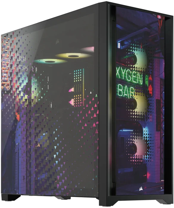 Corsair iCue 5000X RGB Signature Series Neon Night, schwarz, Glasfenster