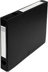 Exacompta Archivbox Kunststoff blickdicht mit Druckknopf 40mm, A4, schwarz