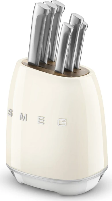 Smeg 50's Style Messerblock-Set creme, 6-tlg.