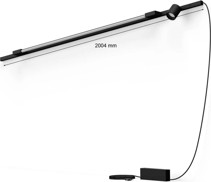 Philips Hue White and Color Ambiance Basis Perifo Schienensystem für die Wand gerade mit 1 Spots & 1 Gradient Light Tube groß schwarz