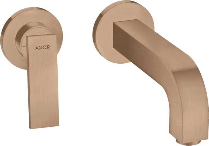 Hansgrohe Axor Citterio 2-Loch Waschbeckenarmatur mit Hebelgriffen und Rosetten 220mm brushed red gold