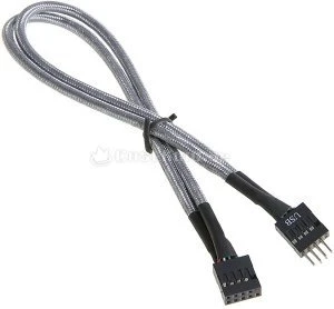 BitFenix Alchemy interne USB-Verlängerung, 0.3m, sleeved silber