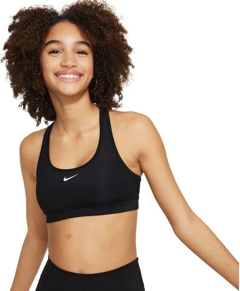 Nike Swoosh Sport-BH schwarz/weiß (Junior)