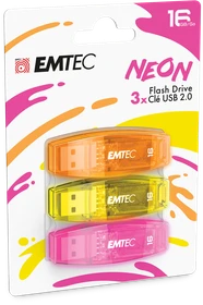 Emtec C410 Neon 16GB, USB-A, USB 2.0, 3er-Pack