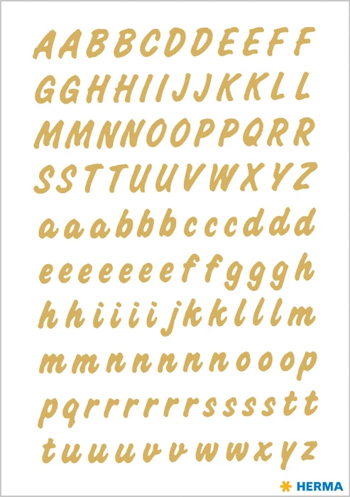 Herma Buchstabenetiketten A-Z, 4x8mm, gold, 2 Blatt (234 Etiketten)