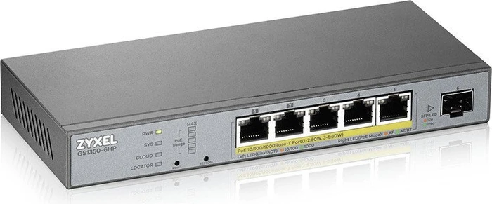 Zyxel GS1350 Desktop Gigabit Smart Switch, 5x RJ-45, 1x SFP, 60W PoLRE
