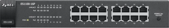 Zyxel ES1100 Desktop Switch, 16x RJ-45, PoE