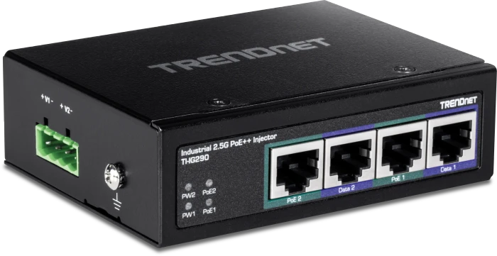TRENDnet Industrial Railmount 2.5G PoE-Injektor, 4x RJ-45, 180W PoE++