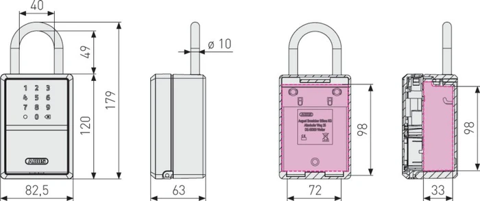 ABUS KeyGarage 797 Smart Bluetooth mit Bügel Schlüsselkasten Bluetooth, schwarz/silber