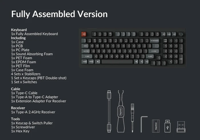 Keychron V5 Ultra 8K Wireless, 96%, schwarz, LEDs RGB, Keychron Silk POM BANANA, USB/Bluetooth, US