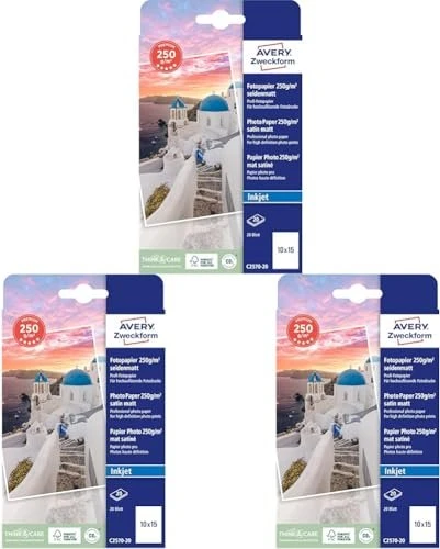 Avery-Zweckform Premium Inkjet Fotopapier seidenmatt weiß, 10x15cm, 180g/m², 20 Blatt