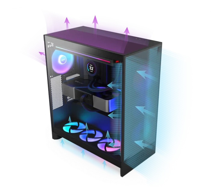NZXT H7 Flow [2024] Matte Black, Glasfenster