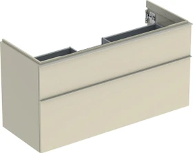 Geberit iCon Unterschrank für Handwaschbecken mit 2 Schubladen 118.4cm, Korpus und Front: sand-grau/lackiert hochglänzend, Griff: sand-grau/pulverbeschichtet matt