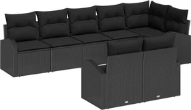 vidaXL Polyrattan Gartensofa Lounge-Set schwarz, 8-tlg.