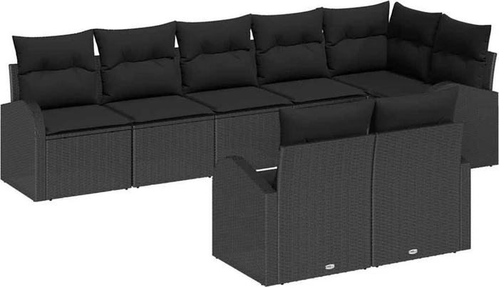 vidaXL Polyrattan Gartensofa Lounge-Set schwarz, 8-tlg.