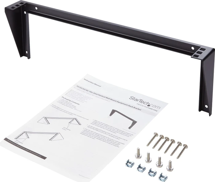 StarTech RK119WALLV, Wandmontage Halterung für Patch Panel, schwarz, 1HE