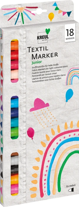 Kreul Textil Marker medium Junior 18 Farben, 18er-Set