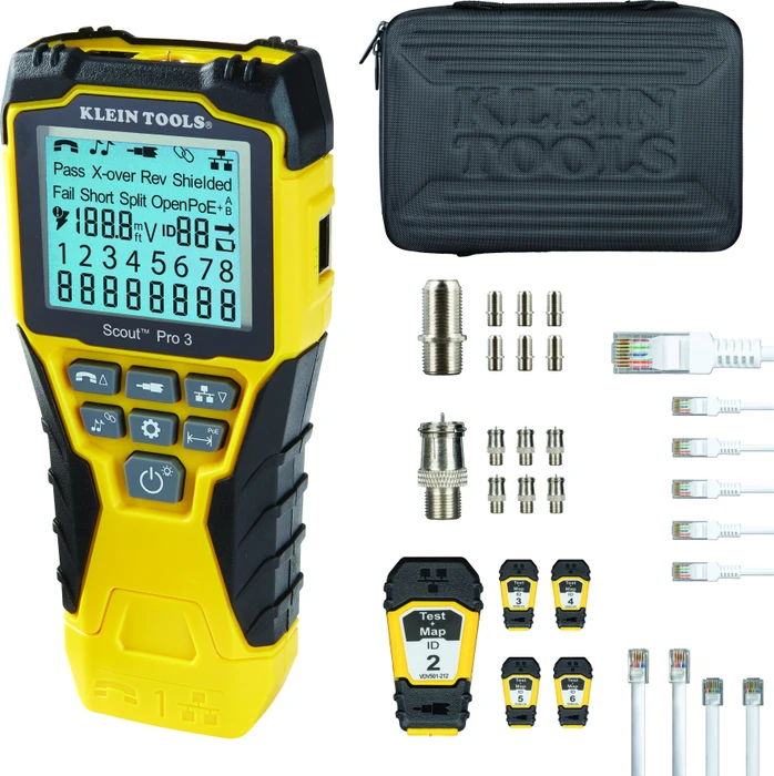 Klein Tools Scout Pro 3 Prüfgerät mit Test + Map Remote-Kit, PoE-Tester, Kabeltester