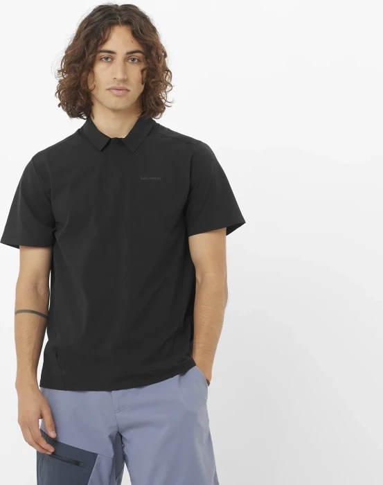 Salomon Trackline Poloshirt kurzarm deep black (Herren)