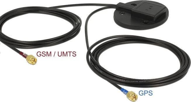 Navilock Multiband GPS/UMTS/GSM/LTE/SMA 28/2-3dBi Antenne, 2x2m RG-174 omnidirektional Montageplatte