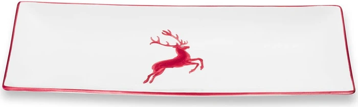 Gmundner Keramik Bordeauxroter Hirsch Platte 36x15cm