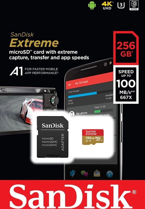 SanDisk Extreme R100/W90 256GB Kit, UHS-I U3, A1, Class 10