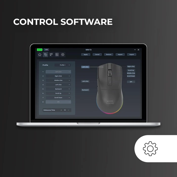 Mars Gaming MM-T3 Tri-Mode Wireless mit Ladestation, schwarz, USB/Bluetooth