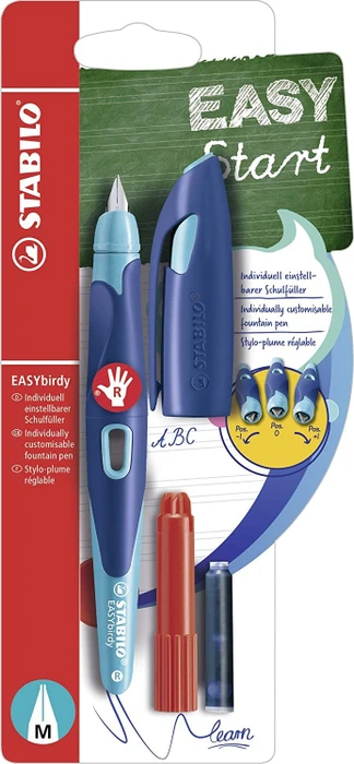 STABILO EASYbirdy blau/azur, rechte Hand, mittel, Blister