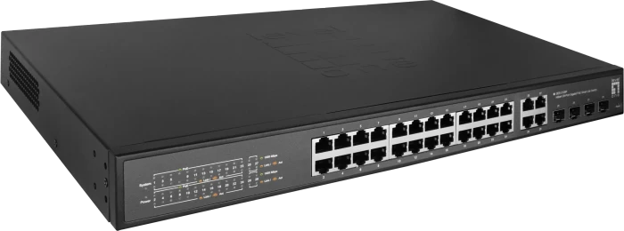 LevelOne GES Rackmount Gigabit Smart Switch, 24x RJ-45, 4x RJ-45/SFP, 380W PoE+