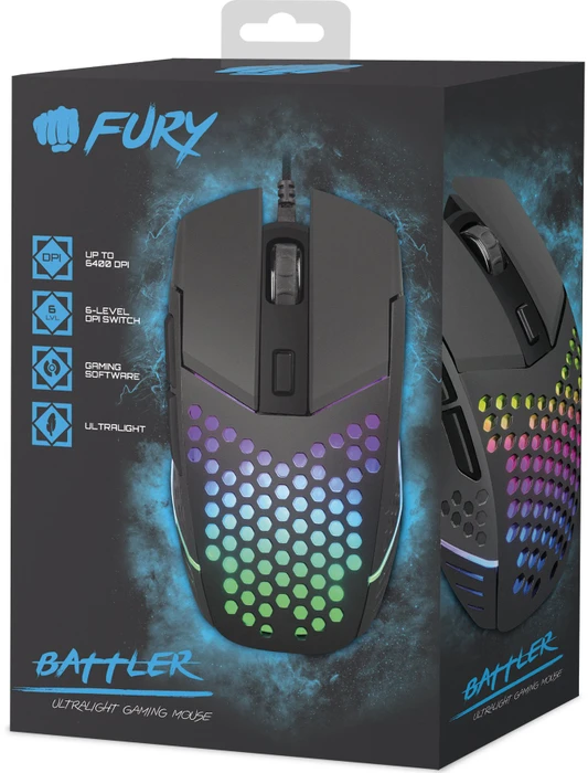 Natec Fury Battler Gaming Mouse grau/schwarz, USB