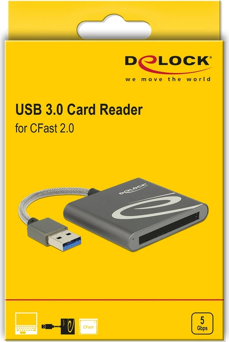 DeLOCK Card Reader für CFast 2.0 Speicherkarten, USB-A 3.0 [Stecker]