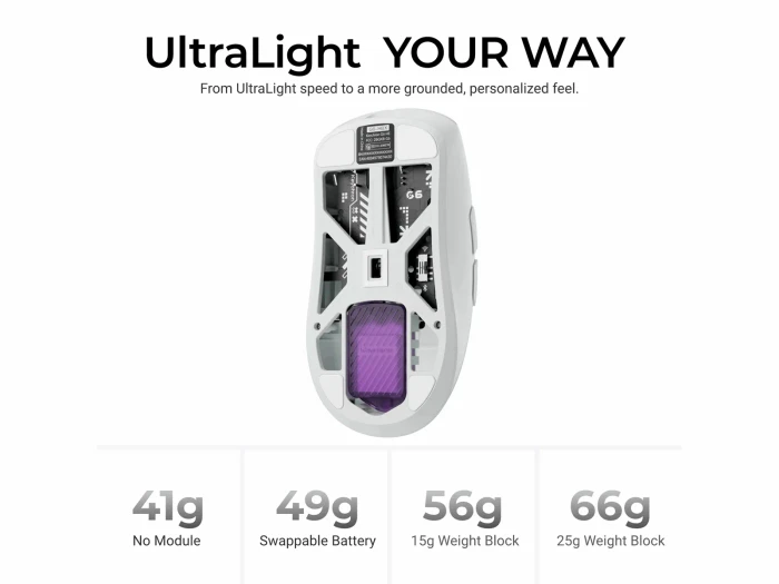 Keychron G6 HE 8K UltraLight Wireless Mouse, weiß, USB/Bluetooth