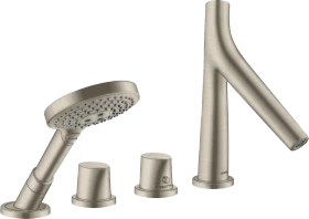 Hansgrohe Axor Starck Organic 4-Loch Fliesenrandarmatur mit Thermostat brushed nickel