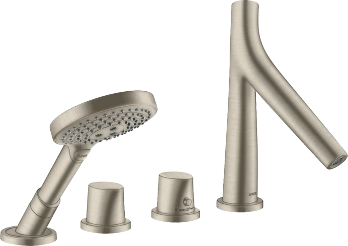 Hansgrohe Axor Starck Organic 4-Loch Fliesenrandarmatur mit Thermostat brushed nickel