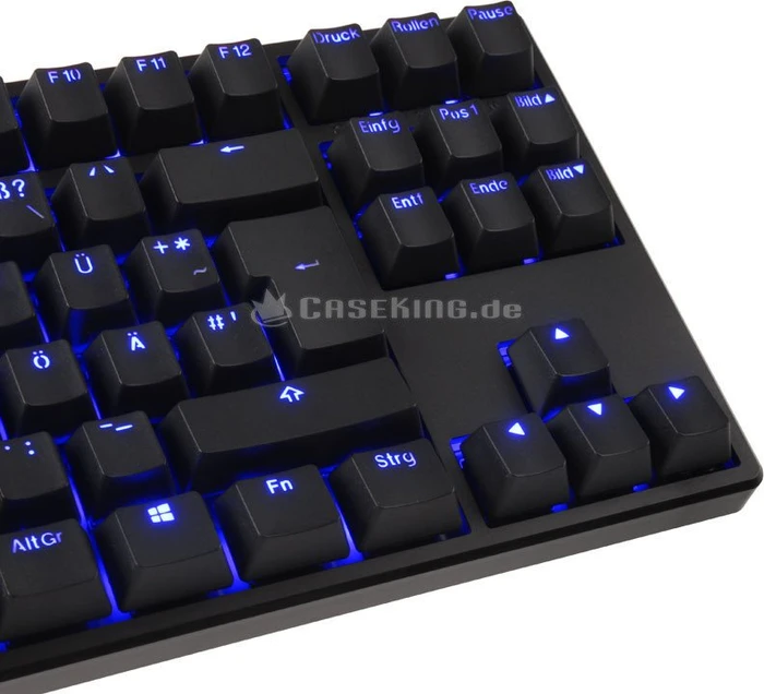 Ducky One TKL PBT schwarz, LEDs blau, MX SPEED Silver, USB, DE