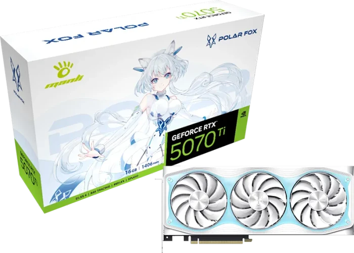 Manli Polar Fox GeForce RTX 5070 Ti OC, 16GB GDDR7, HDMI, 3x DP