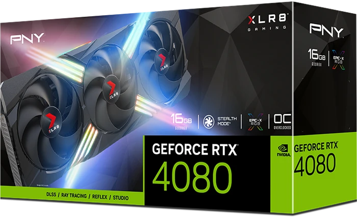 PNY GeForce RTX 4080 XLR8 Gaming Verto Epic-X RGB Overclocked Triple Fan, 16GB GDDR6X, HDMI, 3x DP
