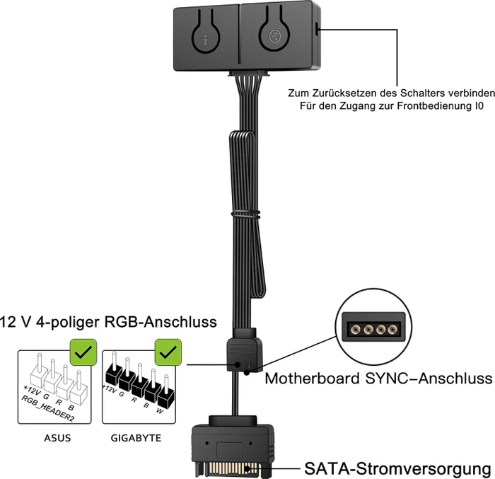 EZDIY-FAB RGB Convertor, 12V RGB zu 5V ARGB Transfer Hub, Adapter
