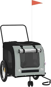 vidaXL Hunde 68x134cm Fahrradanhänger schwarz/grau