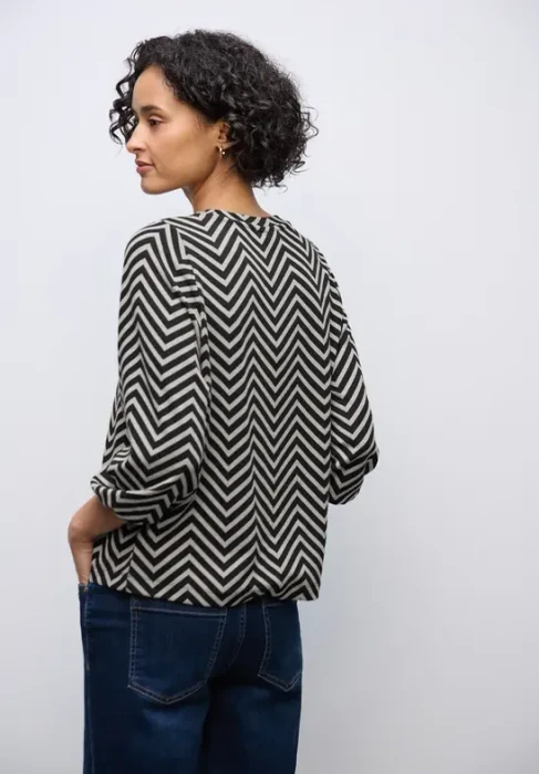 Street One Gemustertes Jacquard Shirt langarm schwarz (Damen)
