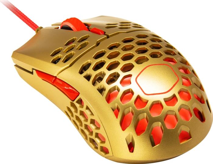 Cooler Master MasterMouse MM711 Golden Red Edition RGB Gaming Maus gold/rot, USB