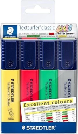 Staedtler Textsurfer classic 364 excellent colours sortiert, 4er-Set, Kunststoffetui