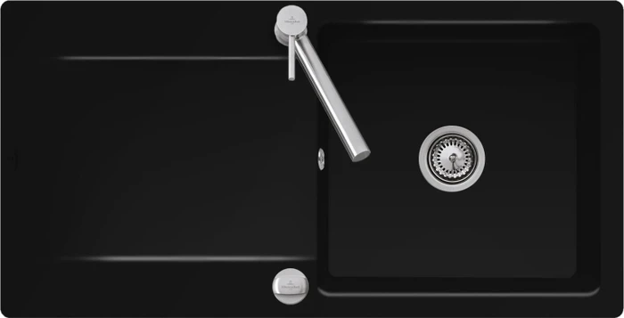 Villeroy & Boch Siluet 60 Einbau Becken reversibel mit Ablauffernbedienung chromite