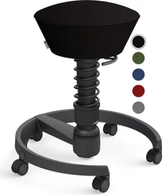 Aeris Swopper Air New Edition Bürohocker mit Rollen, Feder Standard, Gestell Alu schwarz, Bezug Mesh-Gewebe schwarz