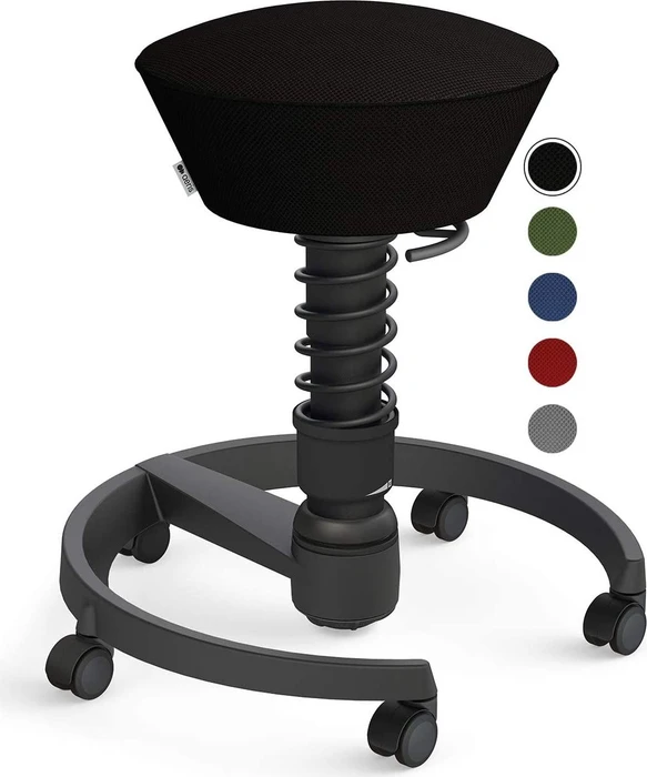Aeris Swopper Air New Edition Bürohocker mit Rollen, Feder Standard, Gestell Alu schwarz, Bezug Mesh-Gewebe schwarz
